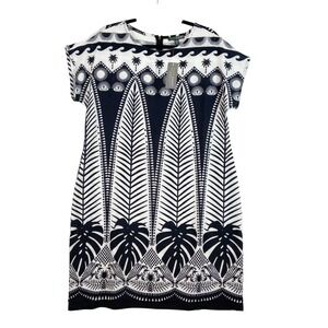 Shannon Passero Alora Dress Women's MEDIUM Black White Tropical Palm Leaf Boho